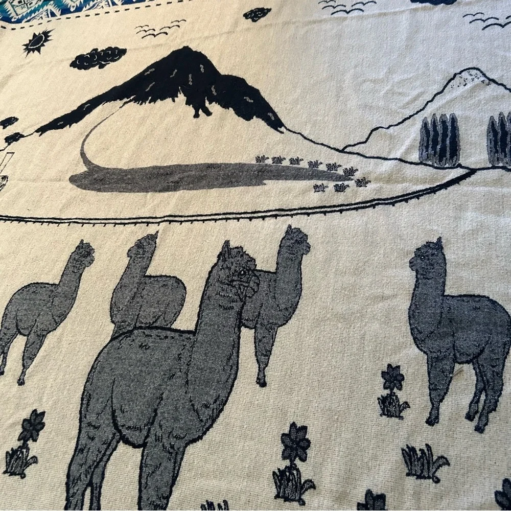 Casa De Alpaca Wool HandmadeReversible Ecuadorean Blanket NativePatterns#1201258